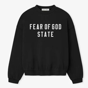 Fear of God State Hoodie- Black w White letters 2024